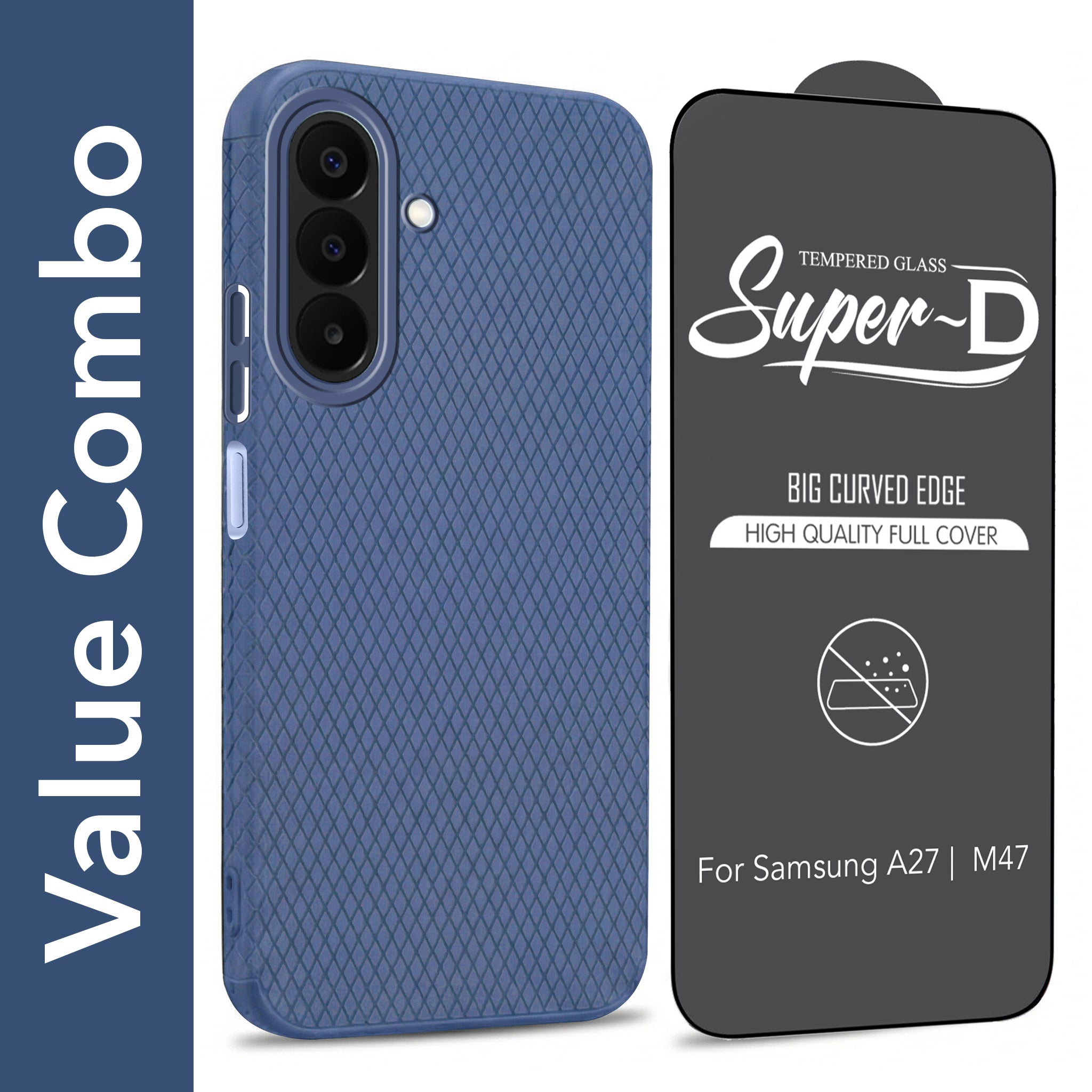 For Samsung A27 5G | Samsung M47 5G Combo with Back Cover and 9H Tempered Glass (Liquid Silicone | Camera Protection | Oleophobic Coating Screen Glass)