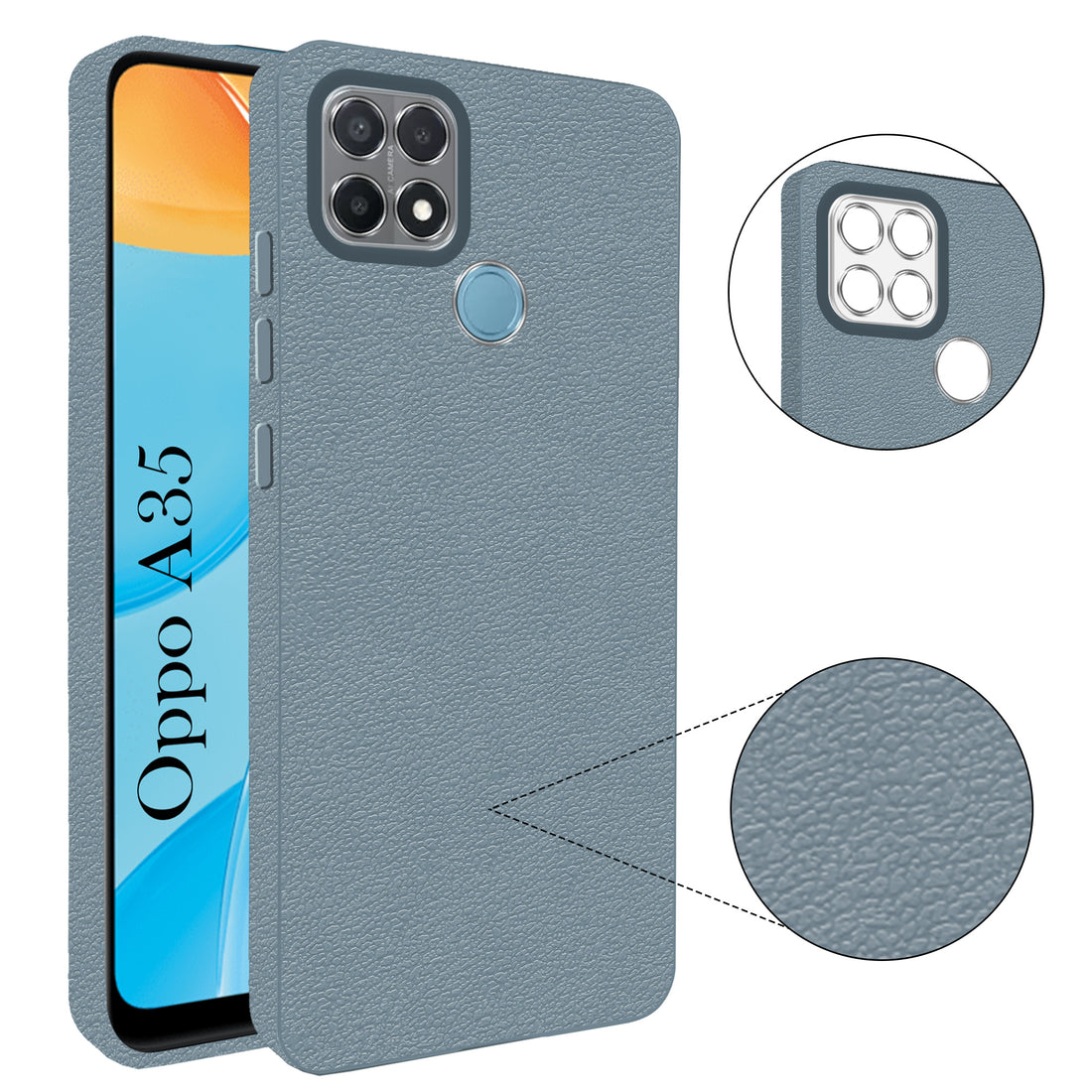 For Oppo A35 Back Cover Case (Glass Like Camera Protection | Leather Feel | Minimalist Professional Grip)