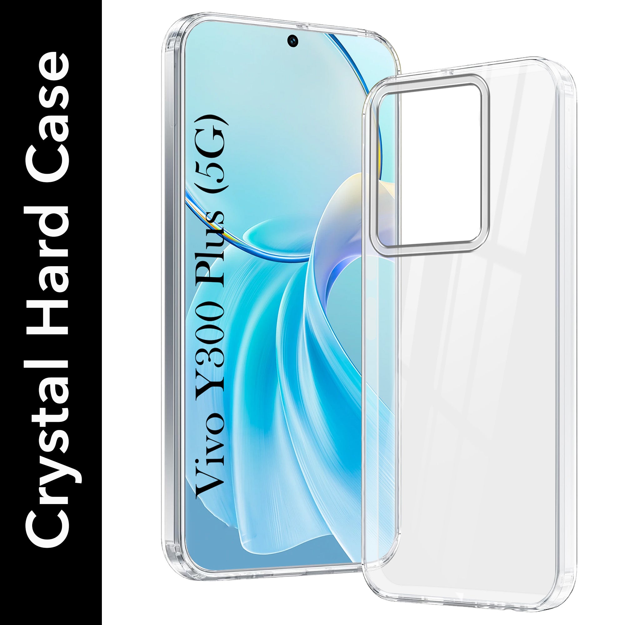 For Vivo Y300 Plus Back Cover Case (Hybrid Crystal Panel with Side Soft PU | Camera Protection | HD Clear Shockproof)