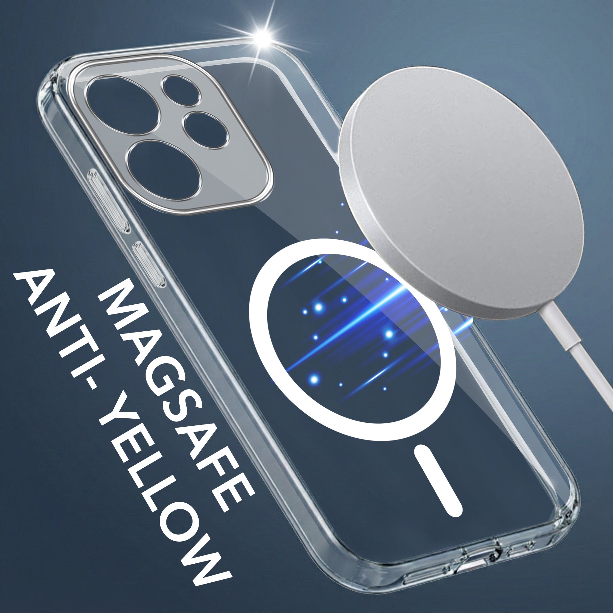 For Oppo Reno15 Pro Mini 5G Back Cover Case Lifetime Anti-Yellow MagSafe Compatible Clear (Sleek Hard Crystal | Shockproof and Camera Protection)