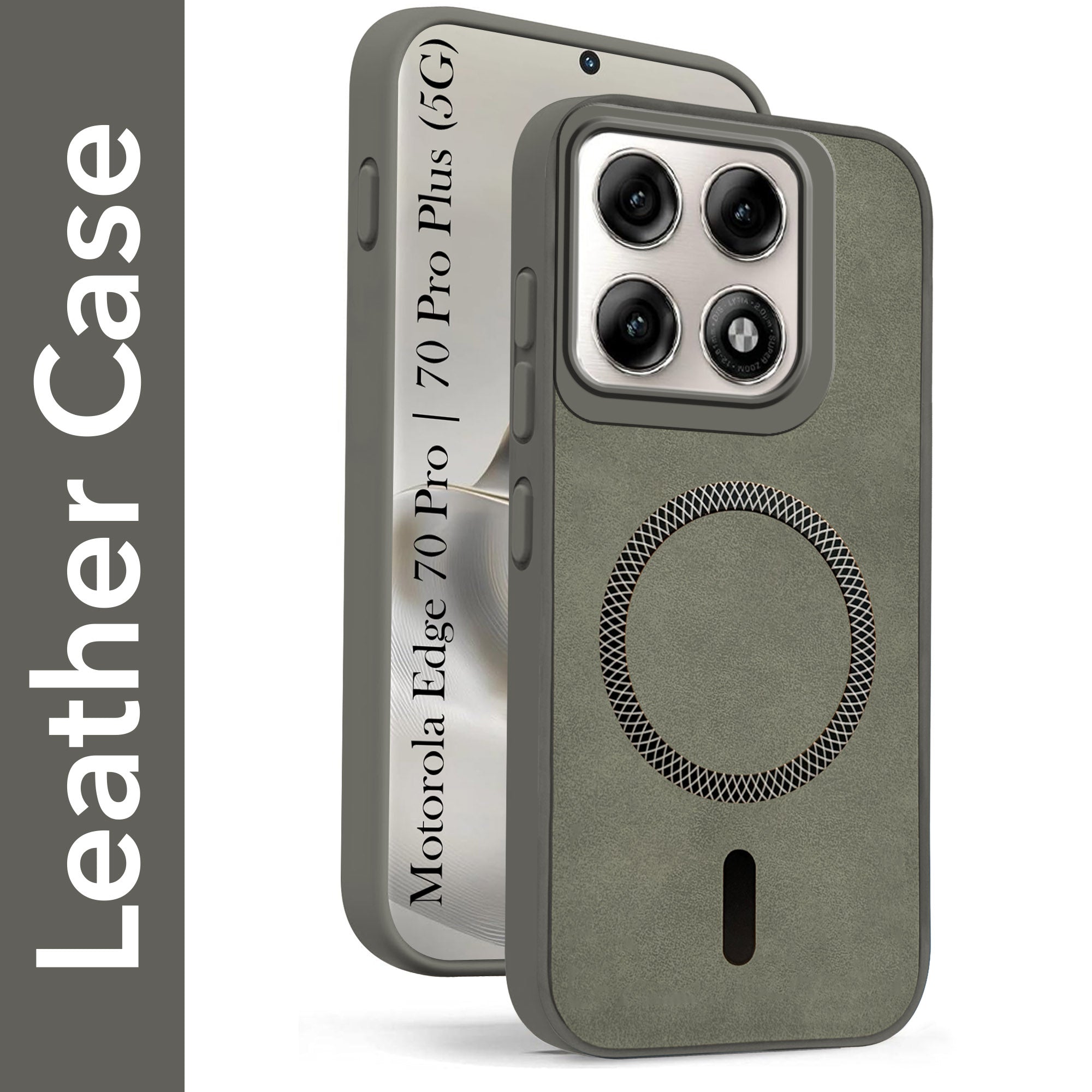 For iPhone 17 Pro | iPhone 18 Pro Back Cover Case Leather Finish (MagSafe Compatible Wireless Charging | Soft Touch | Camera Bump Protection)