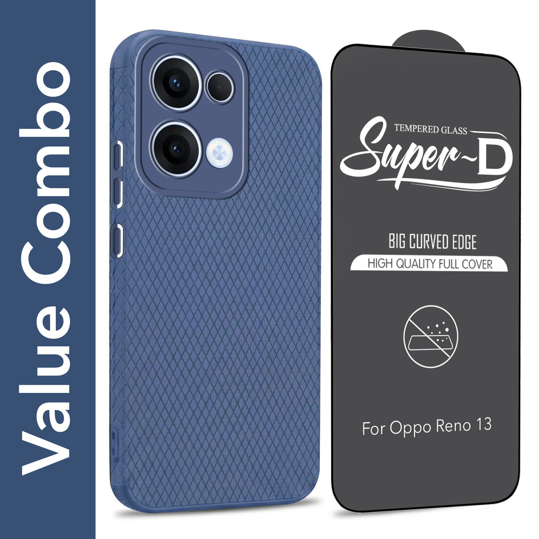 For Oppo Reno13 5G | Oppo Reno 13 5G Combo with Back Cover and 9H Tempered Glass (Liquid Silicone | Camera Protection | Oleophobic Coating Screen Glass)