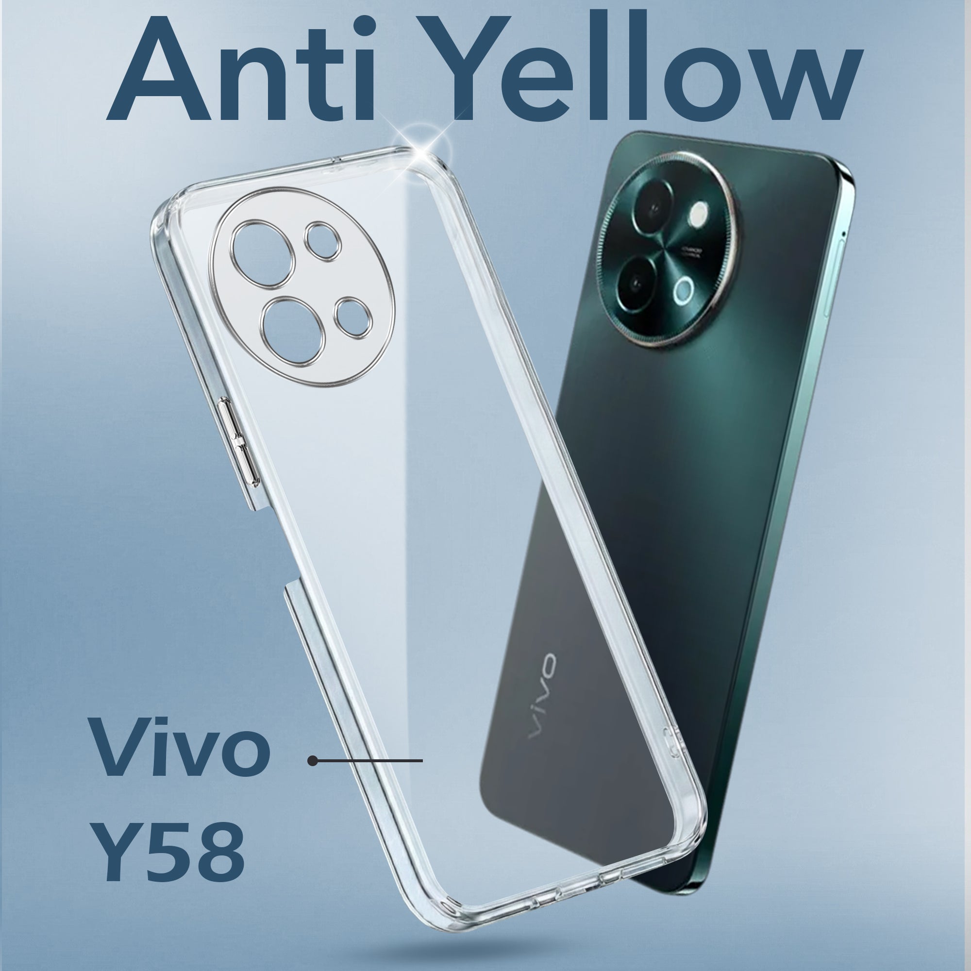 For Vivo Y58 5G Back Cover (Hard Anti Yellow Clear Case | Drop & Camera Protection | Shockproof Polycarbonate)