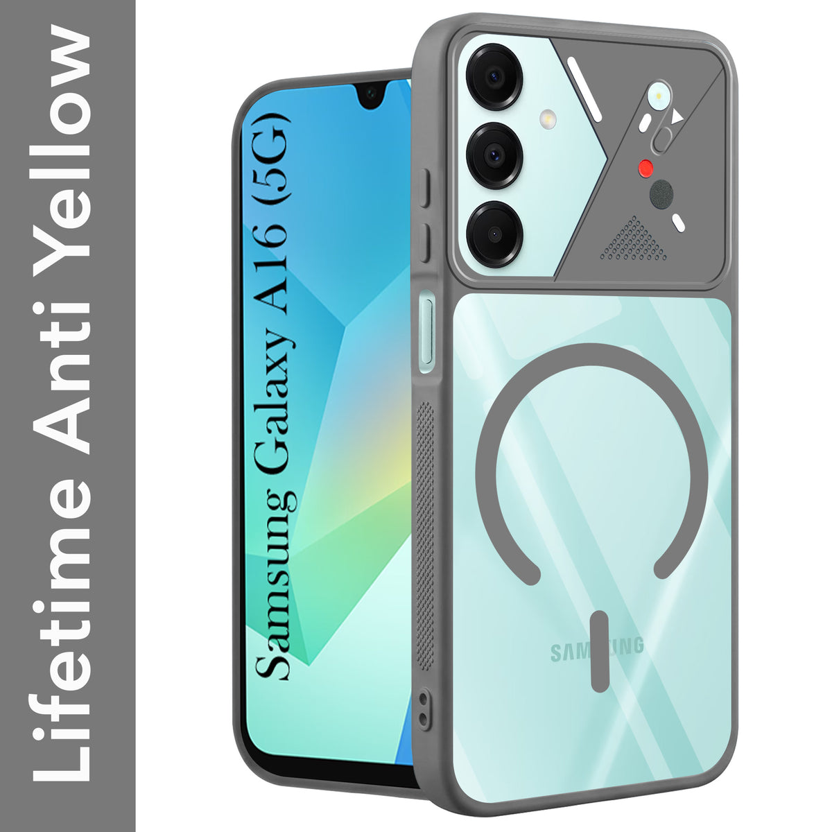 For Samsung Galaxy A16 5G Back Cover Case Lifetime Anti-Yellow Clear (Camera Protection | Side Grip | Wireless MagSafe Compatible)