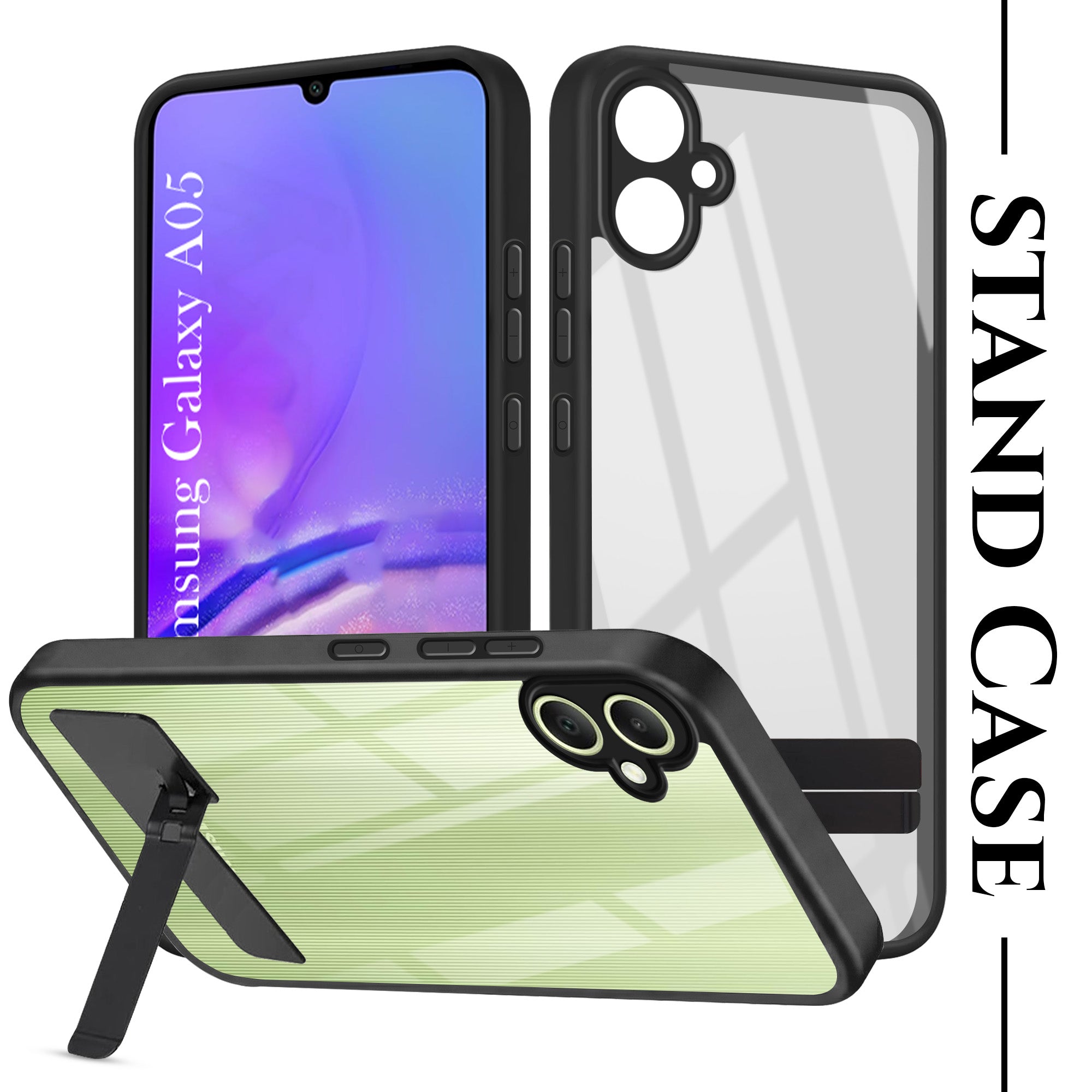 For Samsung Galaxy A05 Back Cover Case (Built-in Stand | Lifetime Anti Yellow | Kickstand Shockproof | Camera Protection | MagSafe Compatible)