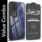 For Vivo T4R Combo with Back Cover and 9H Tempered Glass (Lifetime Anti-Yellow | Crystal Clear Shockproof | Oleophobic Coating Screen Glass)