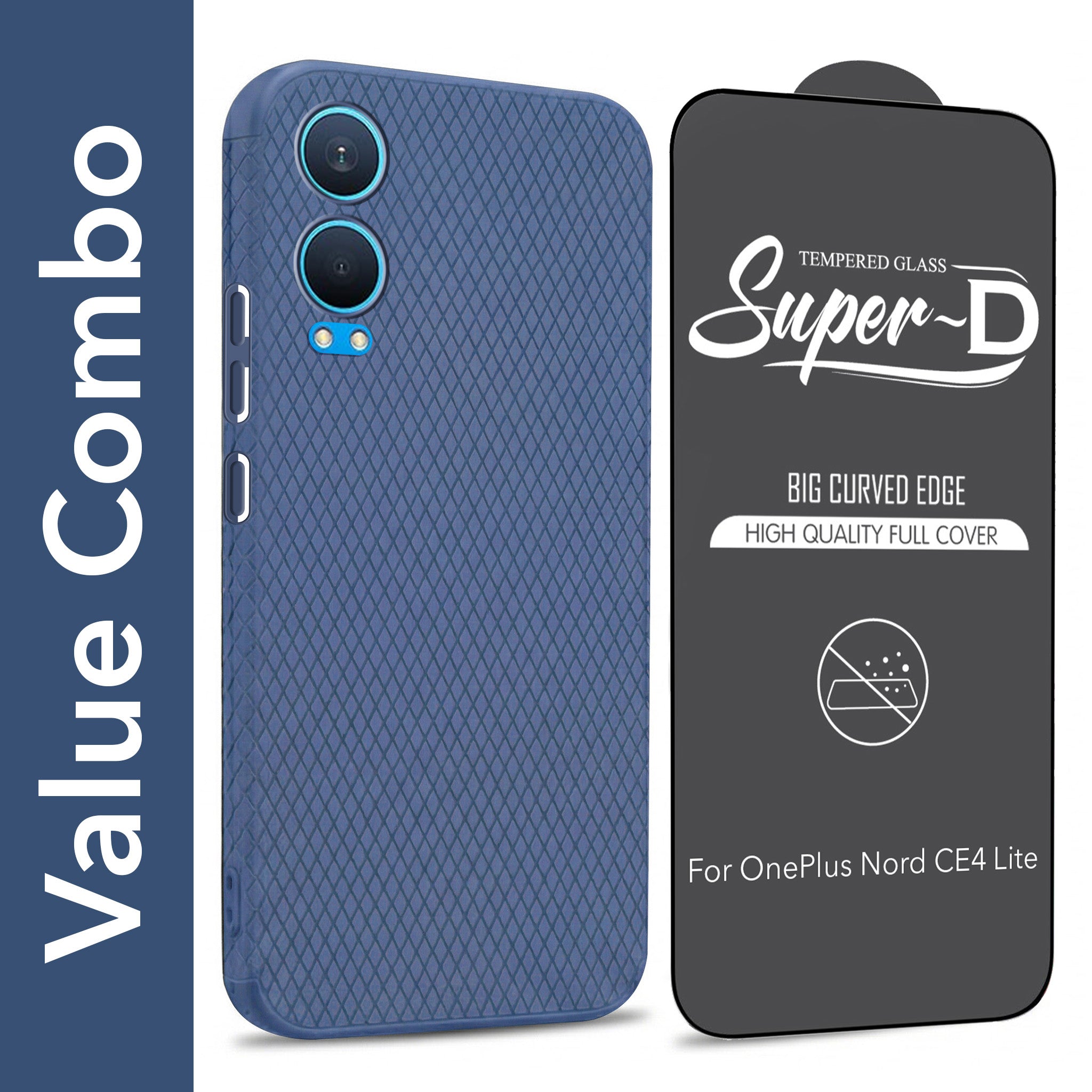 For Oneplus Nord CE 4 Lite 5G Combo with Back Cover and 9H Tempered Glass (Liquid Silicone | Camera Protection | Oleophobic Coating Screen Glass)