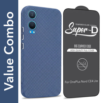 For Oneplus Nord CE 4 Lite 5G Combo with Back Cover and 9H Tempered Glass (Liquid Silicone | Camera Protection | Oleophobic Coating Screen Glass)