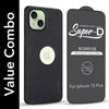 For Apple iPhone 15 Plus Combo with Back Cover and 9H Tempered Glass (Textured Grip Design | Micro-Fiber Cloth Inside | Oleophobic Coating Screen Glass)