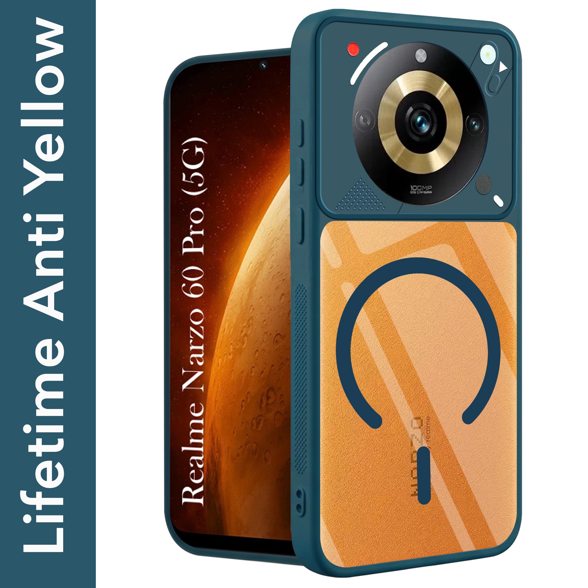 For Realme Narzo 60 Pro Back Cover Case Lifetime Anti-Yellow Clear (Camera Protection | Side Grip | Wireless MagSafe Compatible)