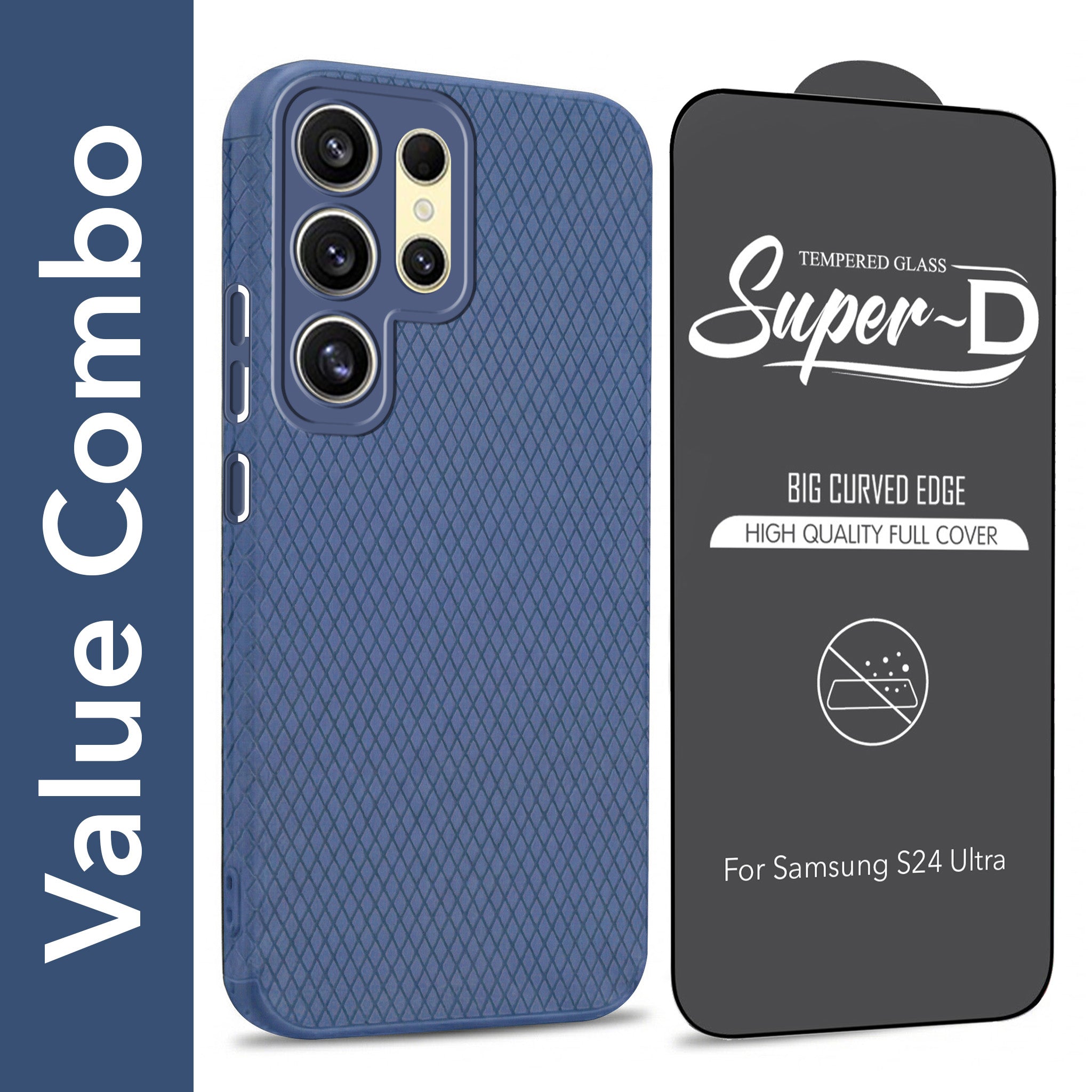 For Samsung Galaxy S24 Ultra Combo with Back Cover and 9H Tempered Glass (Liquid Silicone | Camera Protection | Oleophobic Coating Screen Glass)