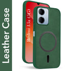 For Redmi 15A 5G Back Cover Case Leather Finish (MagSafe Compatible Wireless Charging | Soft Touch | Camera Bump Protection)