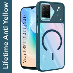 For Vivo Y33T | Vivo Y21T | Vivo Y21s Back Cover Case Lifetime Anti-Yellow Clear (Camera Protection | Side Grip | Wireless MagSafe Compatible)