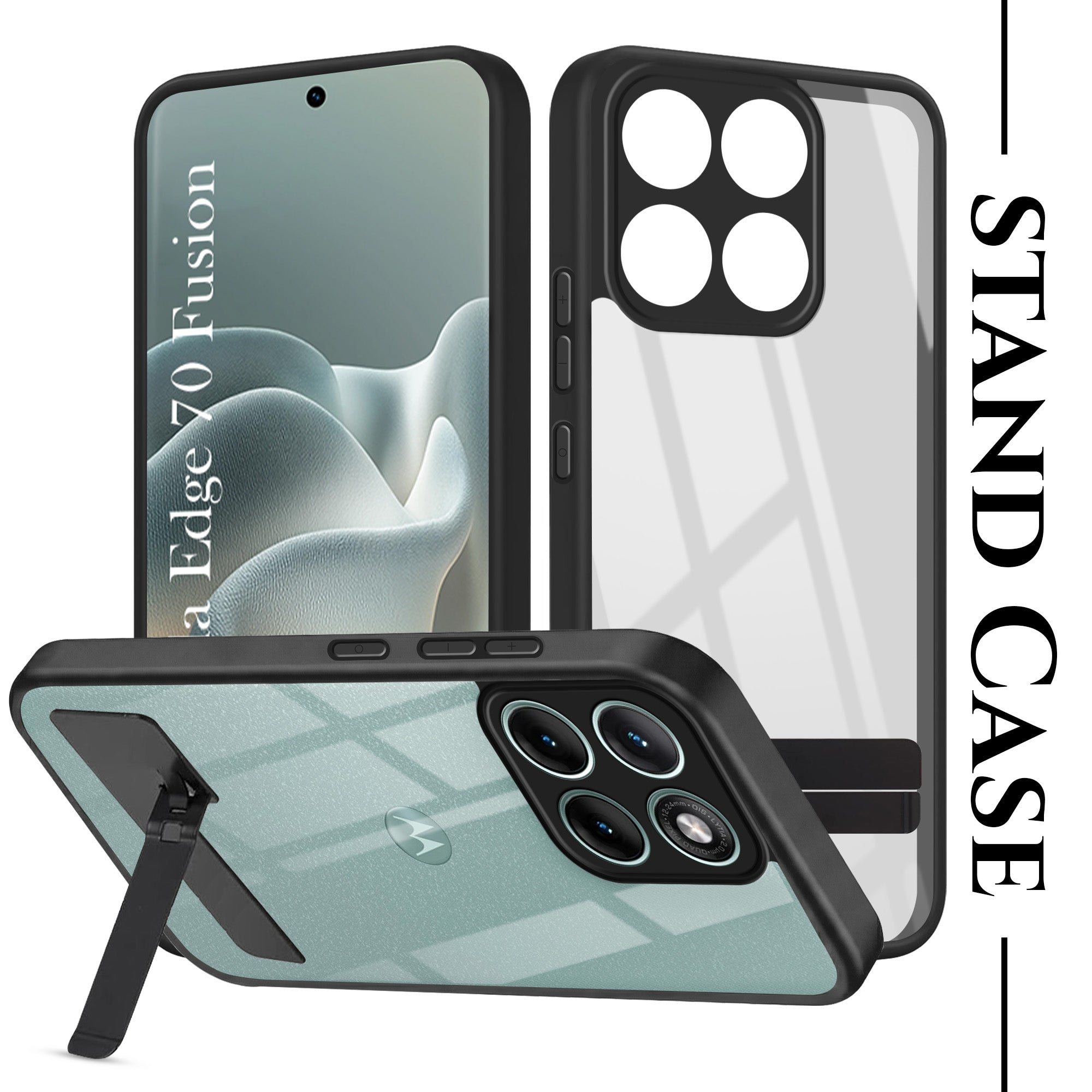 For Motorola Moto Edge 70 Fusion Back Cover Case (Built-in Stand | Lifetime Anti Yellow | Kickstand Shockproof | Camera Protection | MagSafe Compatible)