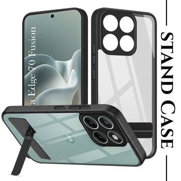 For Motorola Moto Edge 70 Fusion Back Cover Case (Built-in Stand | Lifetime Anti Yellow | Kickstand Shockproof | Camera Protection | MagSafe Compatible)