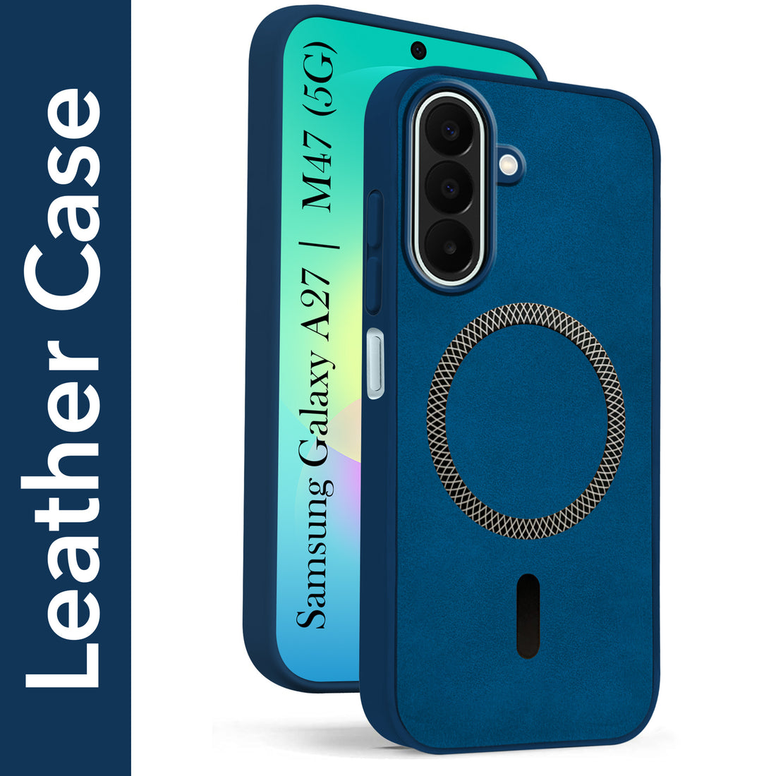 For Samsung Galaxy A27 5G | Galaxy M47 5G Back Cover Case Leather Finish (MagSafe Compatible Wireless Charging | Soft Touch | Camera Bump Protection)