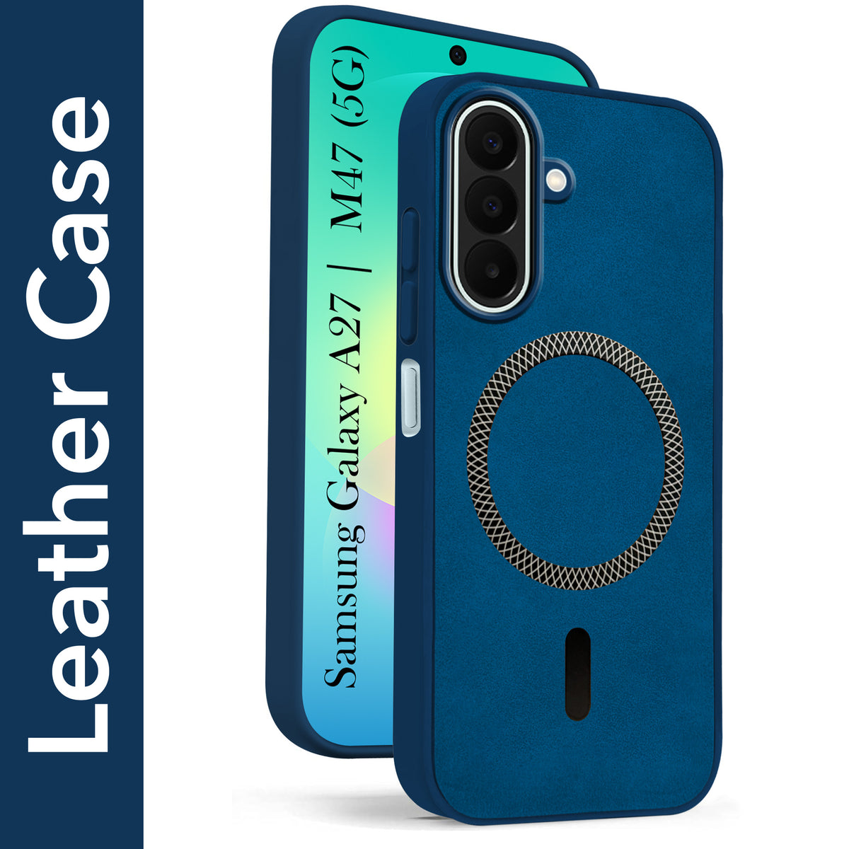 For Samsung Galaxy A27 5G | Galaxy M47 5G Back Cover Case Leather Finish (MagSafe Compatible Wireless Charging | Soft Touch | Camera Bump Protection)