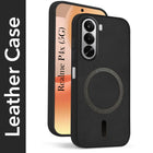 For Realme P4x Back Cover Case Leather Finish (MagSafe Compatible Wireless Charging | Soft Touch | Camera Bump Protection)