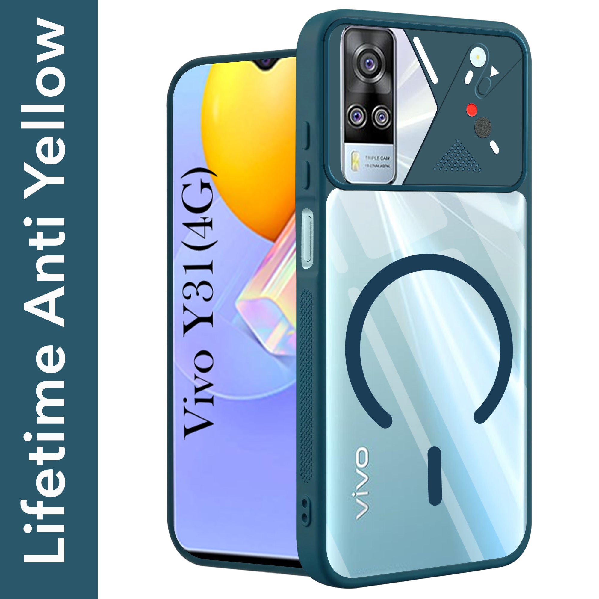 For Vivo Y31 (2021) Back Cover Case Lifetime Anti-Yellow Clear (Camera Protection | Side Grip | Wireless MagSafe Compatible)