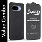 For Google Pixel 9A Combo (Textured Grip Design | Micro-Fiber Cloth Inside | Oleophobic Coating Screen Glass)