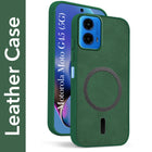 For Motorola Moto G45 Back Cover Case Leather Finish (MagSafe Compatible Wireless Charging | Soft Touch | Camera Bump Protection)