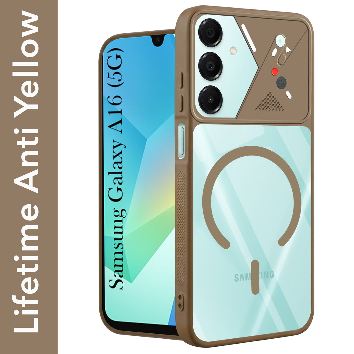 For Samsung Galaxy A16 5G Back Cover Case Lifetime Anti-Yellow Clear (Camera Protection | Side Grip | Wireless MagSafe Compatible)