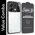 For Poco X6 5G Combo with Back Cover and 9H Tempered Glass (Lifetime Anti-Yellow | Crystal Clear Shockproof | Oleophobic Coating Screen Glass)