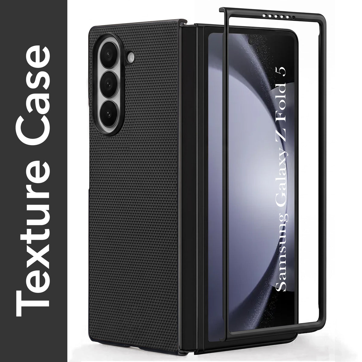 For Samsung Galaxy Z Fold 5 Premium Cover Case (Geometric Textured Hard PC | Soft Cloth Lining & Slim Shockproof Protection)