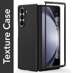 For Samsung Galaxy Z Fold 5 Premium Cover Case (Geometric Textured Hard PC | Soft Cloth Lining & Slim Shockproof Protection)