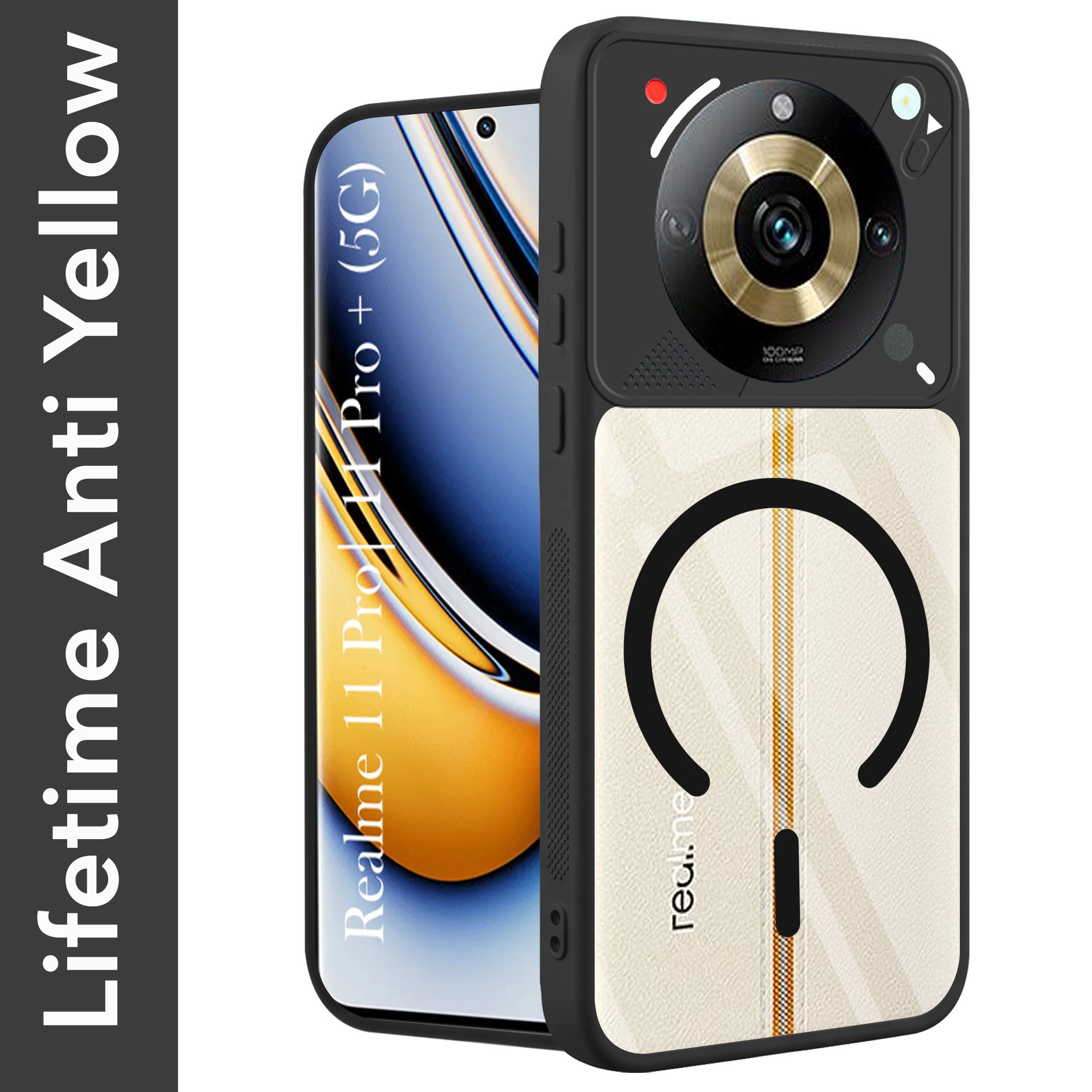 For Realme 11 Pro 5G | Realme 11 Pro Plus 5G Back Cover Case Lifetime Anti-Yellow Clear (Camera Protection | Side Grip | Wireless MagSafe Compatible)