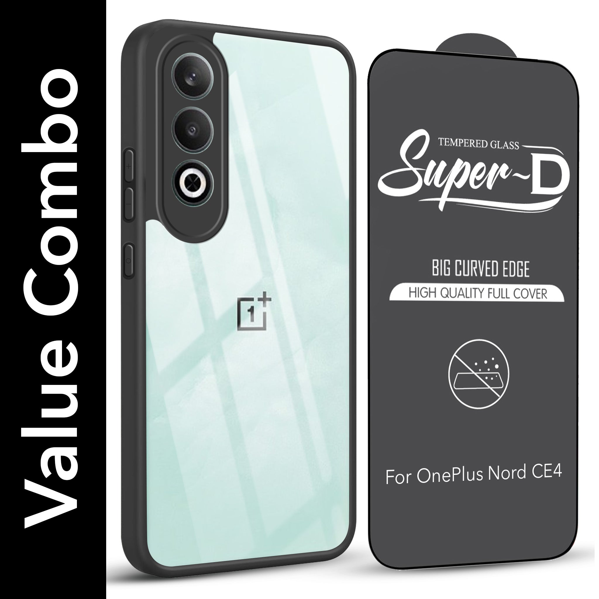 For Oneplus Nord CE 4 Combo with Back Cover and 9H Tempered Glass (Lifetime Anti-Yellow | Crystal Clear Shockproof | Oleophobic Coating Screen Glass)