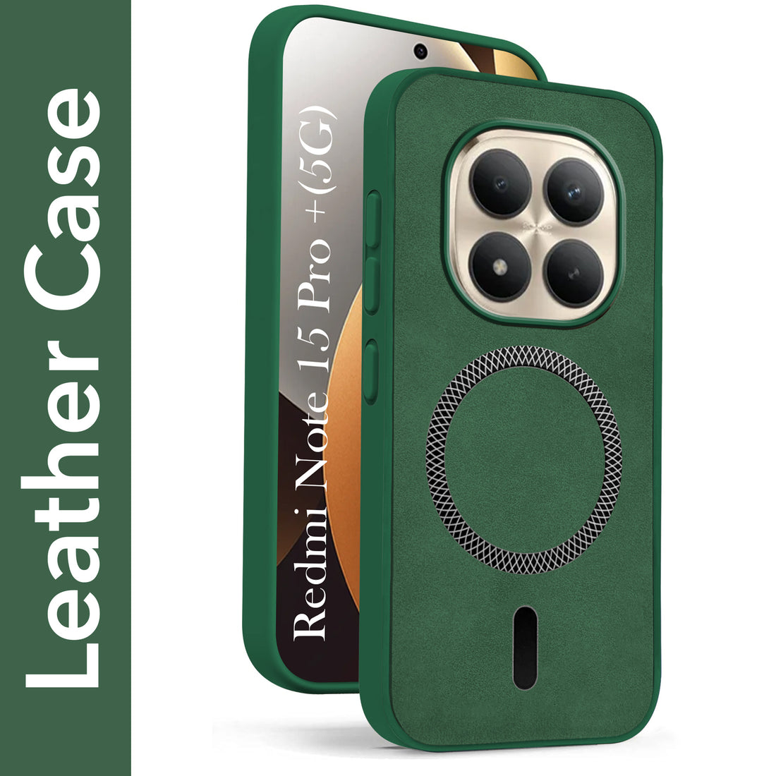 For Xiaomi Redmi Note 15 Pro Plus 5G Back Cover Case Leather Finish (MagSafe Compatible Wireless Charging | Soft Touch | Camera Bump Protection)