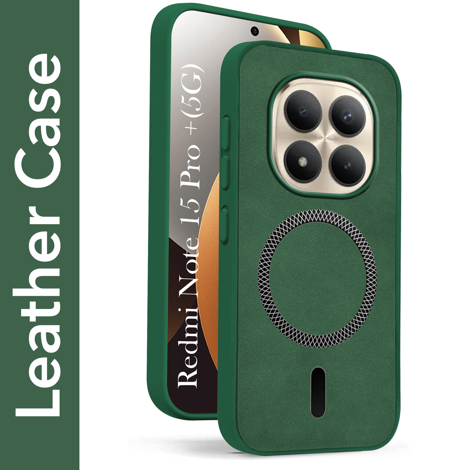 For Xiaomi Redmi Note 15 Pro Plus 5G Back Cover Case Leather Finish (MagSafe Compatible Wireless Charging | Soft Touch | Camera Bump Protection)