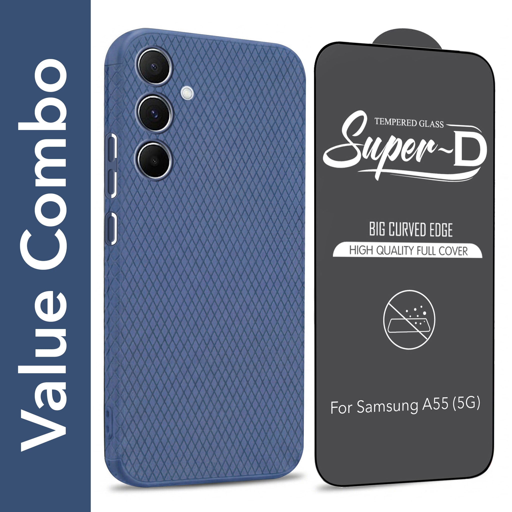 For Samsung Galaxy A55 5G Combo with Back Cover and 9H Tempered Glass (Liquid Silicone | Camera Protection | Oleophobic Coating Screen Glass) (Copy)