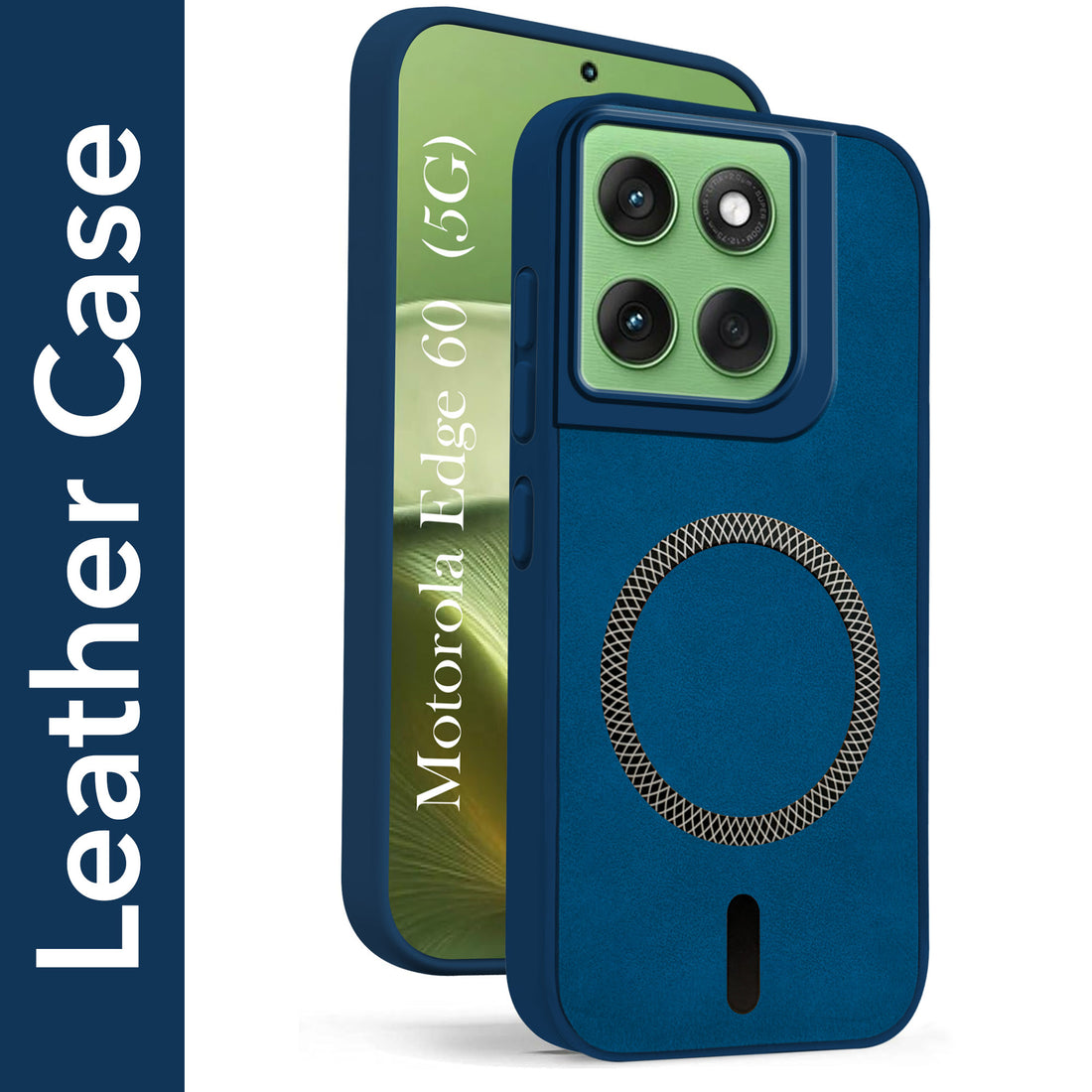For Motorola Moto Edge 60 Back Cover Case Leather Finish (MagSafe Compatible Wireless Charging | Soft Touch | Camera Bump Protection)