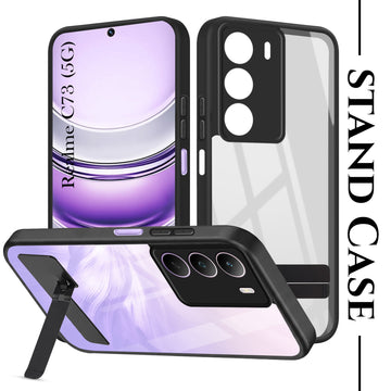 For Realme C73 Back Cover Case (Built-in Stand | Lifetime Anti Yellow | Kickstand Shockproof | Camera Protection | MagSafe Compatible)
