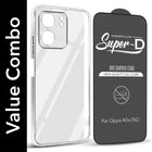 For Oppo A5X Combo with Back Cover and 9H Tempered Glass (Lifetime Anti-Yellow | Sleek Hard Crystal | Oleophobic Coating Screen Glass)