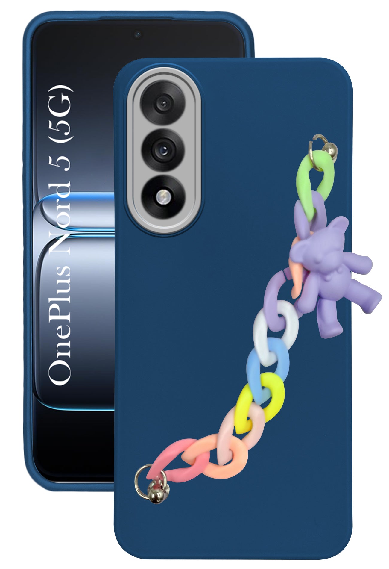 For Oneplus Nord 5 Back Cover Case ( Wrist Hanging Chain | Teddy Bracelet Charms | Dual Color Matte Finish | Full Camera ProteProfessional)