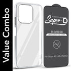 For Oppo A3X (4G/5G) | Oppo A3 5G Combo with Back Cover and 9H Tempered Glass (Lifetime Anti-Yellow | Sleek Hard Crystal | Oleophobic Coating Screen Glass)