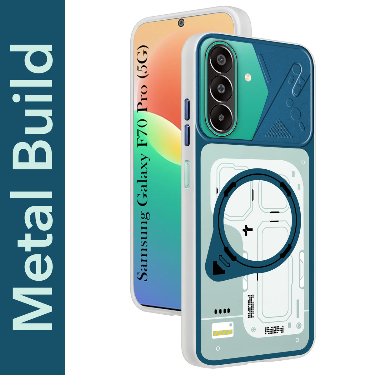 For Samsung Galaxy F70 Pro 5G Metallic Back Cover Case (Metallic Camera Protection & Buttons | Translucent Milky Shade | Hard Polycarbonate)