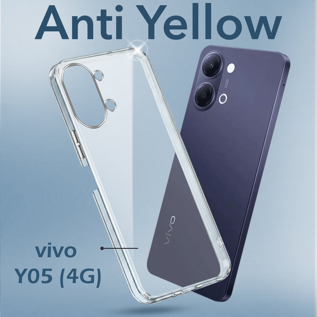For Vivo Y05 4G Back Cover Case Lifetime Anti-Yellow Clear (Sleek Hard Crystal | Shockproof and Camera Protection)
