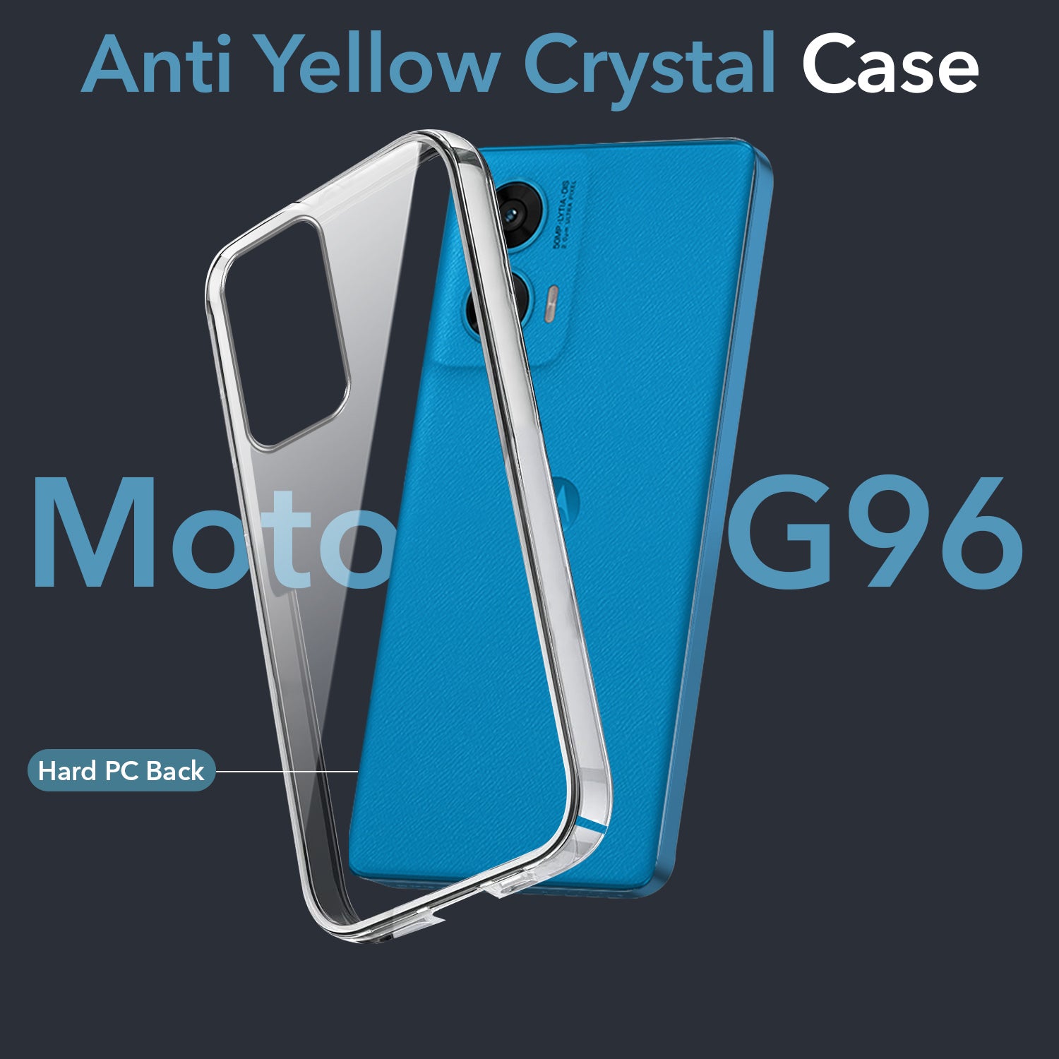 For Motorola Moto G96 Back Cover Case (Hard Anti Yellow Clear Case | Sleek Hard Crystal Clear | Drop & Camera Protection | Shockproof Polycarbonate)