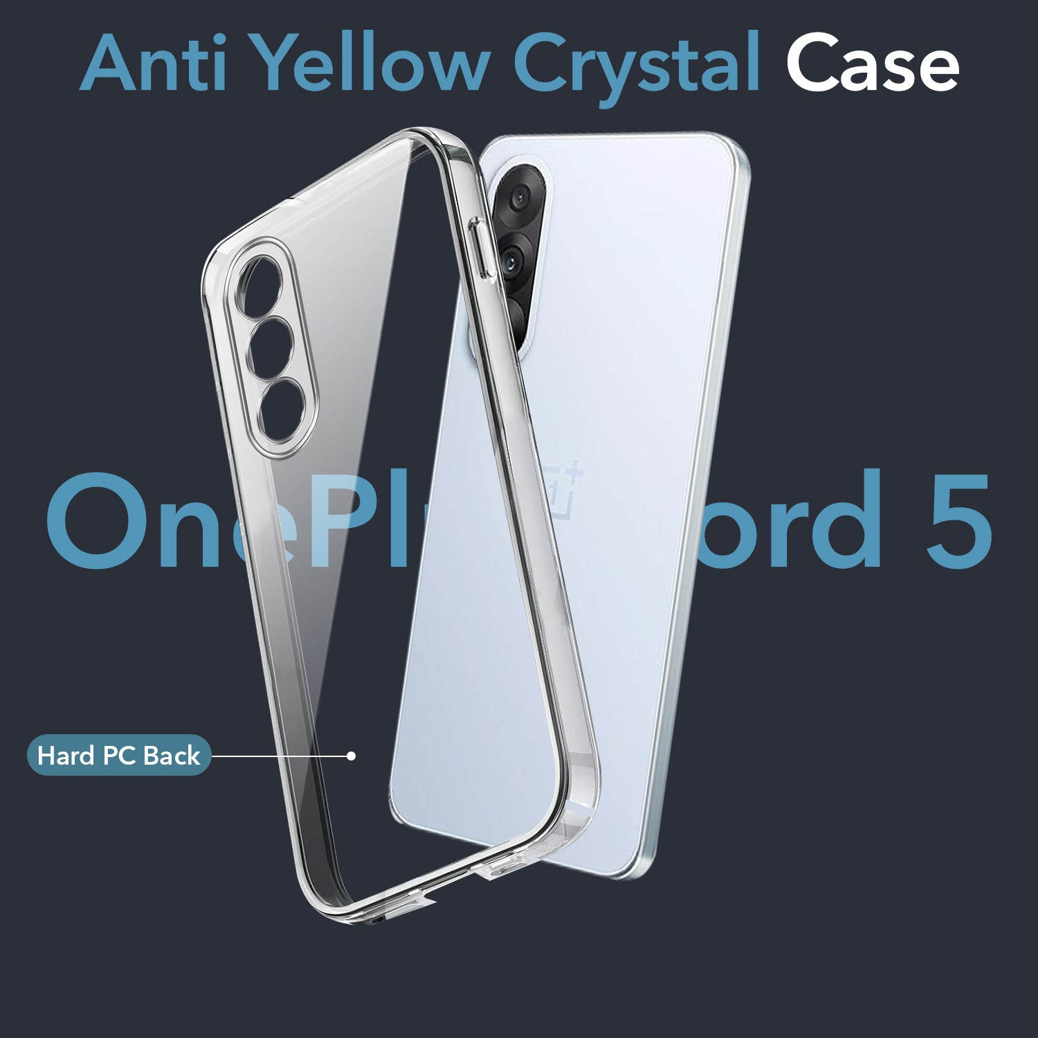 For Oneplus Nord 5 Back Cover Case Lifetime Anti-Yellow Clear (Sleek Hard Crystal | Shockproof and Camera Protection)