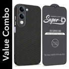 For Vivo iQOO Z10 Lite Combo with Back Cover and 9H Tempered Glass (Liquid Silicone | Camera Protection | Oleophobic Coating Screen Glass)