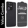 For Vivo T4x | Vivo Y31 Pro Combo with Back Cover and 9H Tempered Glass (Textured Grip Design | Micro-Fiber Cloth Inside | Oleophobic Coating Screen Glass)
