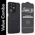 For Vivo T4x | Vivo Y31 Pro Combo with Back Cover and 9H Tempered Glass (Textured Grip Design | Micro-Fiber Cloth Inside | Oleophobic Coating Screen Glass)