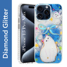 For Apple iPhone 15 Pro Max Back Cover Case (Luxury Floral Glitter Cute Butterfly | Diamond Studded Camera Bump | Girls & Women Design)