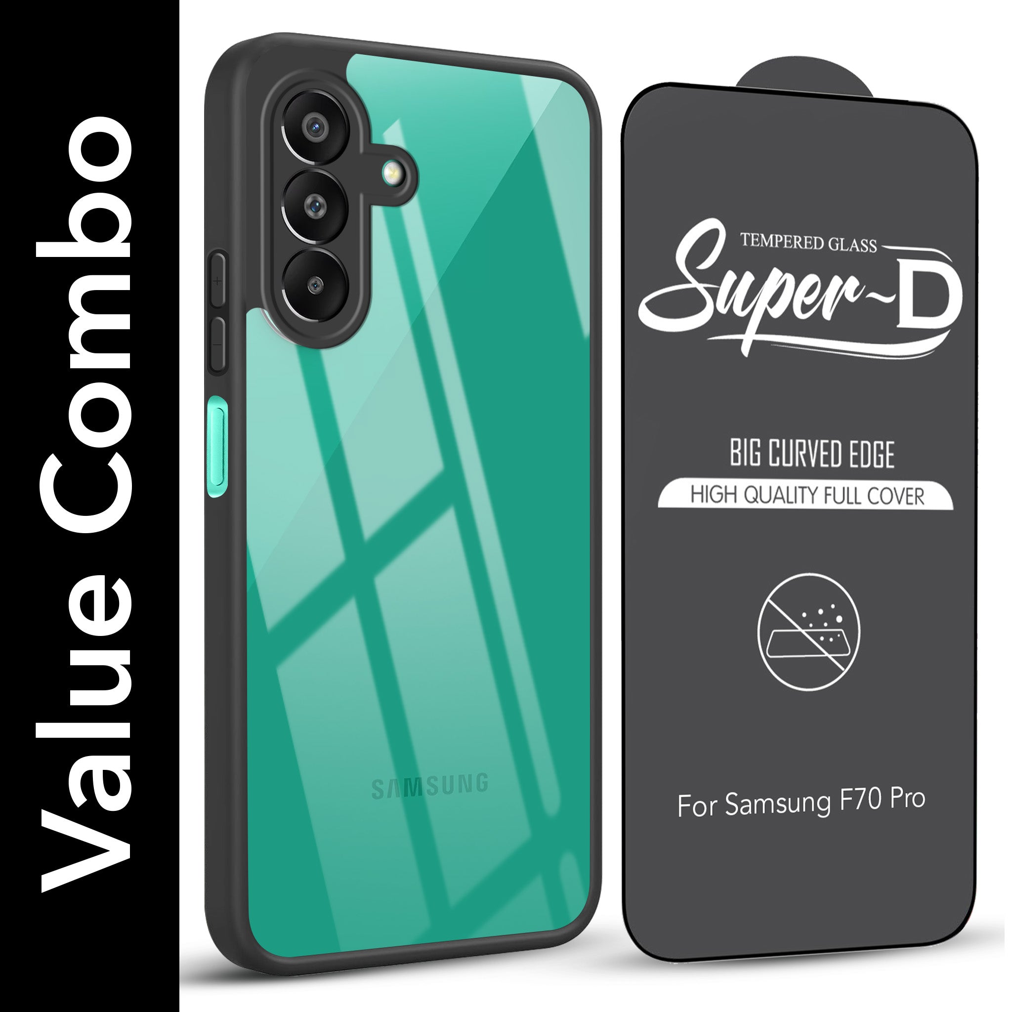 For Samsung Galaxy F70 Pro 5G (Combo with Back Cover and 9H Tempered Glass (Lifetime Anti-Yellow | Crystal Clear Shockproof | Oleophobic Coating Screen Glass)