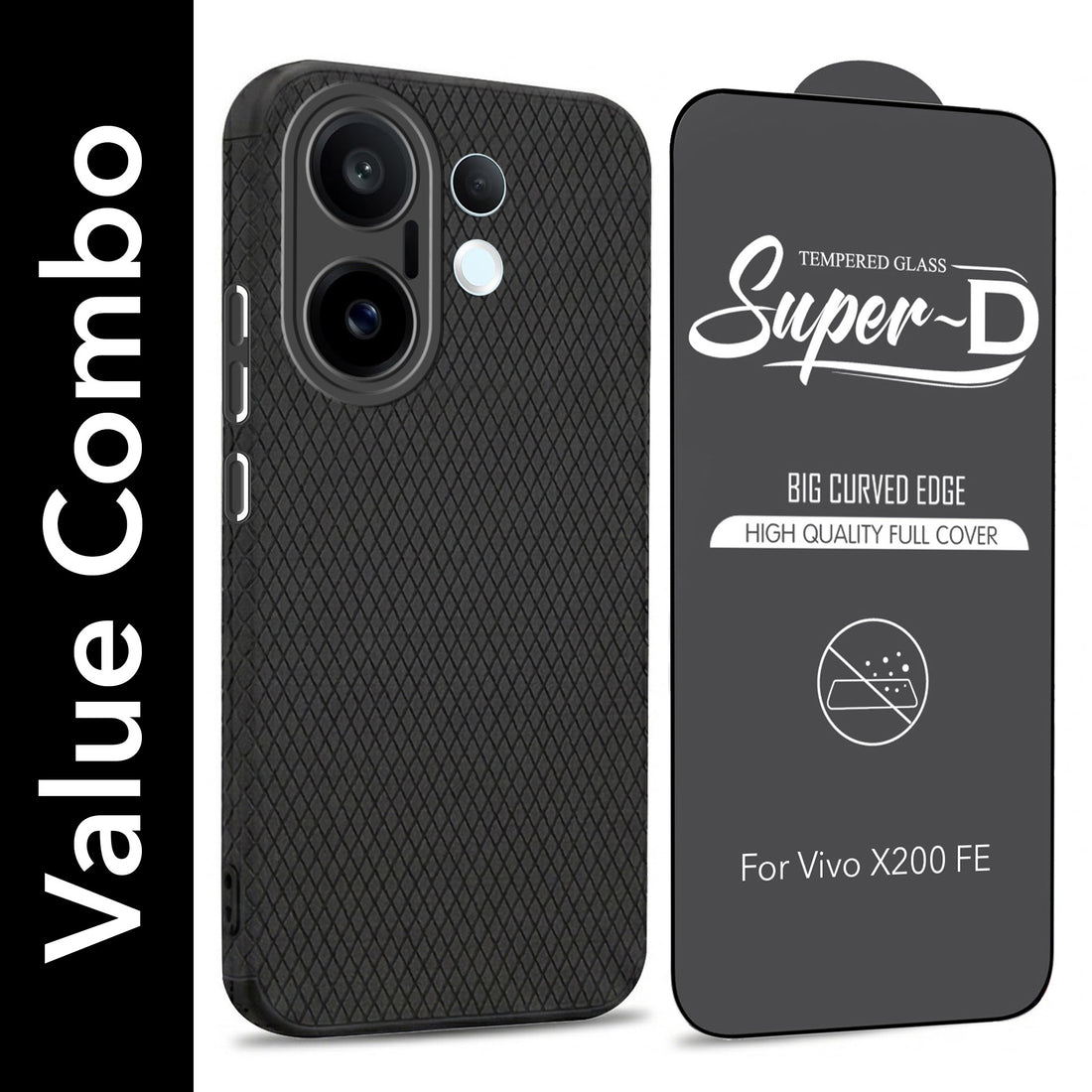 For Vivo X200 FE Combo with Back Cover and 9H Tempered Glass (Liquid Silicone | Camera Protection | Oleophobic Coating Screen Glass)