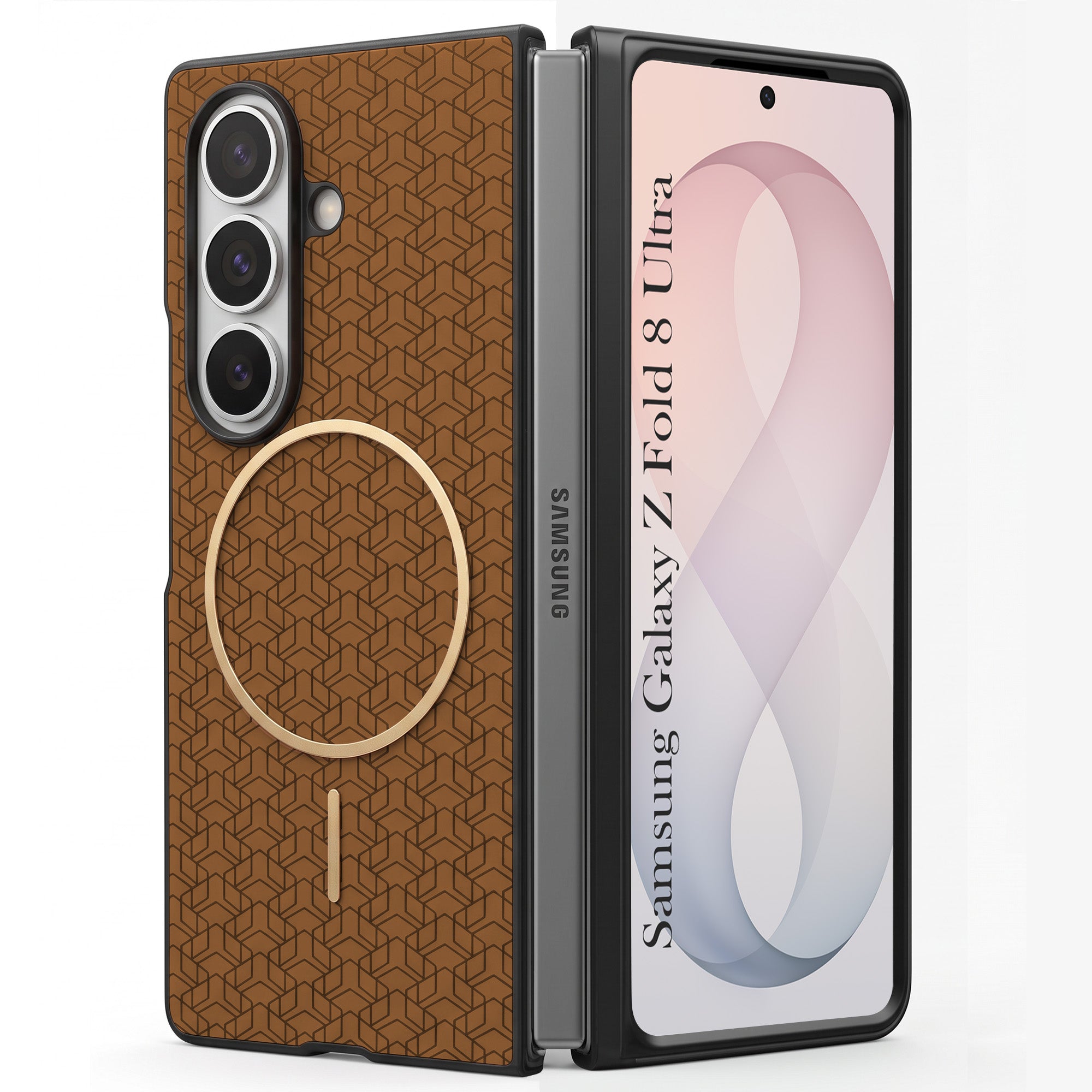 For Samsung Galaxy Z Fold 8 Ultra Back Cover Case Leather Finish (MagSafe Wireless Charging Compatible | Inside Microfiber Cloth)